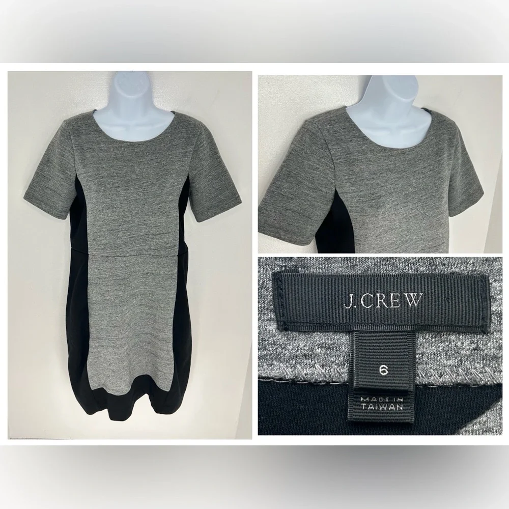 J. Crew Colorblock‎ Sheath Dress Size 6 Black Grey Career Dark Academia
